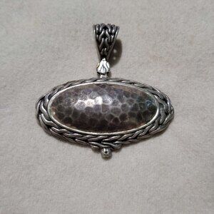 JOHN HARDY Palu Silver Small Oval Hammered Pendant Men Women Sterling